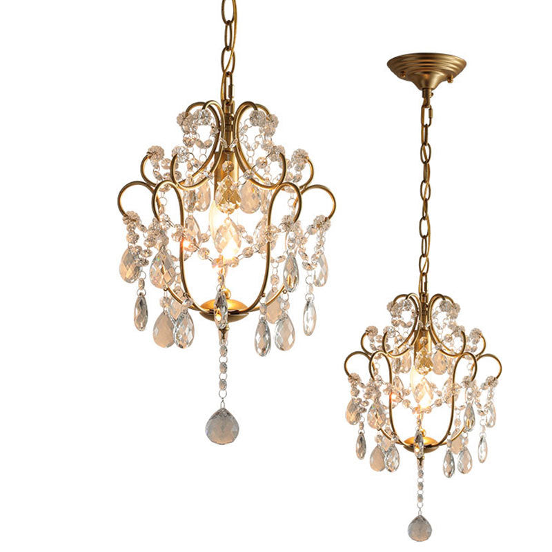 Lustre à une lumière en cristal de fer traditionnel français pour salle à manger 