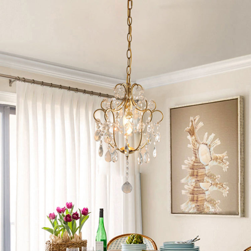 Lustre à une lumière en cristal de fer traditionnel français pour salle à manger 