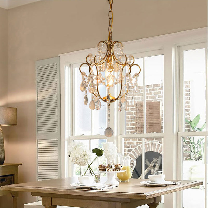 Lustre à une lumière en cristal de fer traditionnel français pour salle à manger 