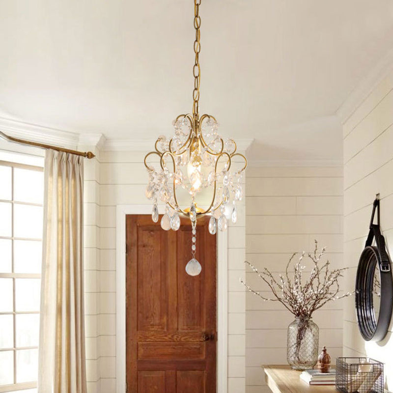Lustre à une lumière en cristal de fer traditionnel français pour salle à manger 