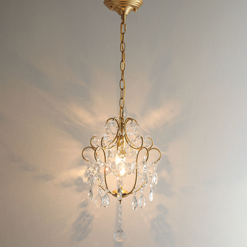 Lustre à une lumière en cristal de fer traditionnel français pour salle à manger 