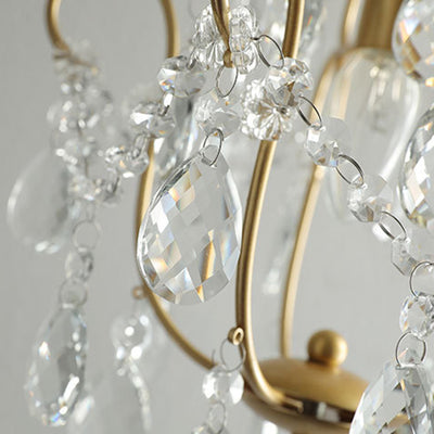 Lámpara de araña de cristal de hierro tradicional francesa de 1 luz para comedor 