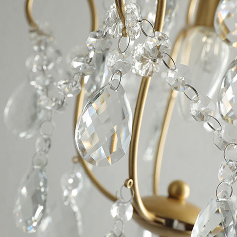 Lámpara de araña de cristal de hierro tradicional francesa de 1 luz para comedor 