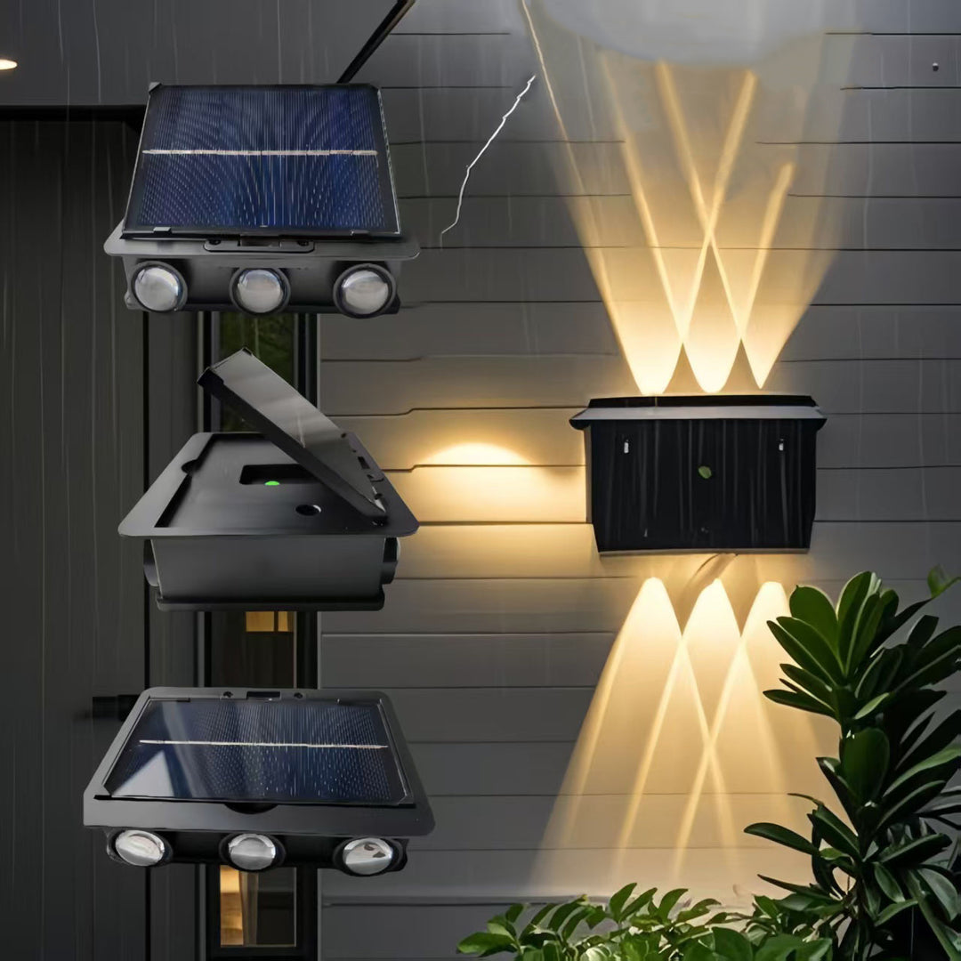 Lámpara de Aplique de Pared LED Solar Cuadrada Impermeable de Simplicidad Moderna de ABS para Jardín 