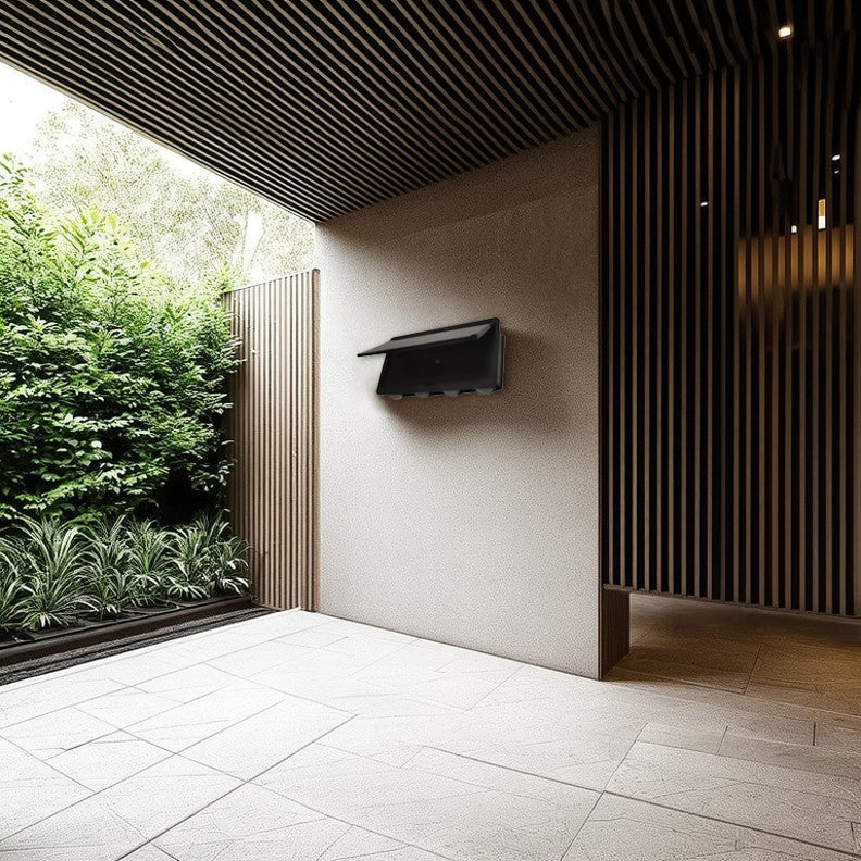 Lámpara de Aplique de Pared LED Solar Cuadrada Impermeable de Simplicidad Moderna de ABS para Jardín 