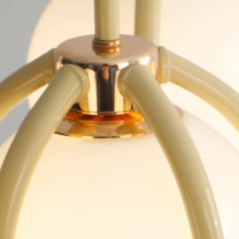 Lustre contemporain scandinave en fer sphérique avec verre à 6 lumières pour chambre 