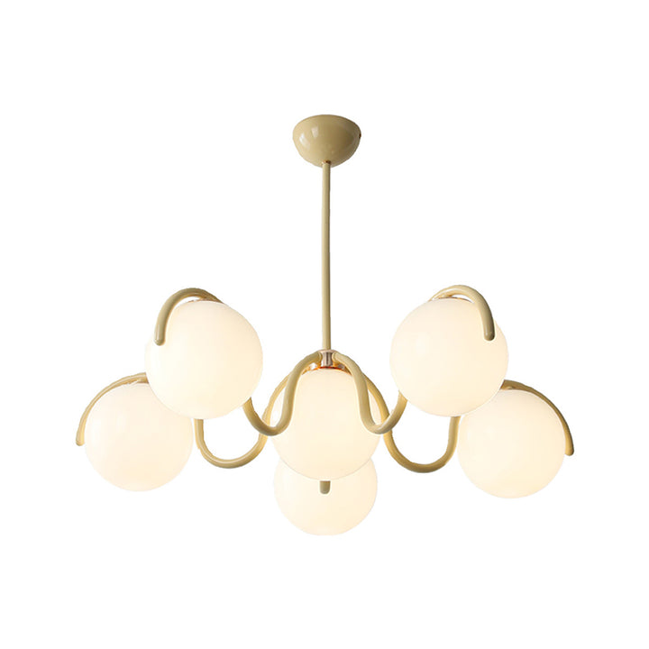Lustre contemporain scandinave en fer sphérique avec verre à 6 lumières pour chambre 