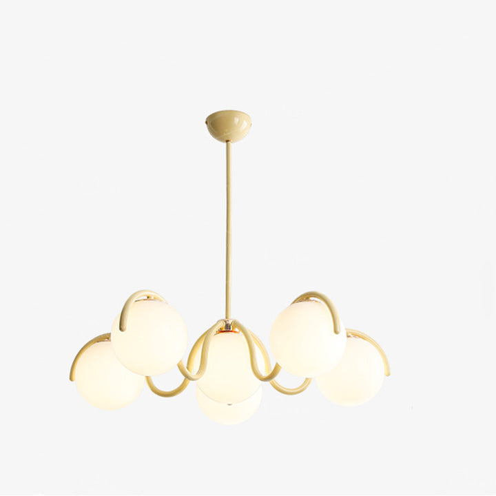 Lustre contemporain scandinave en fer sphérique avec verre à 6 lumières pour chambre 