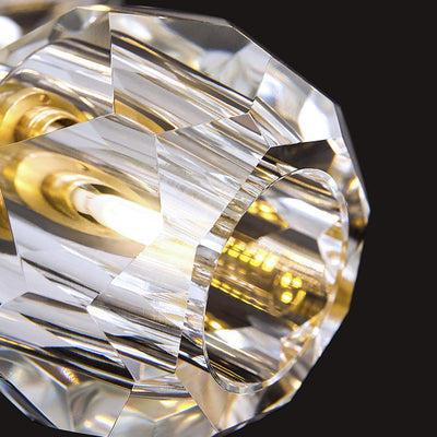Traditional French Spherical Full Copper Crystal 1-Light Semi-Flush Mount Ceiling Light For Hallway