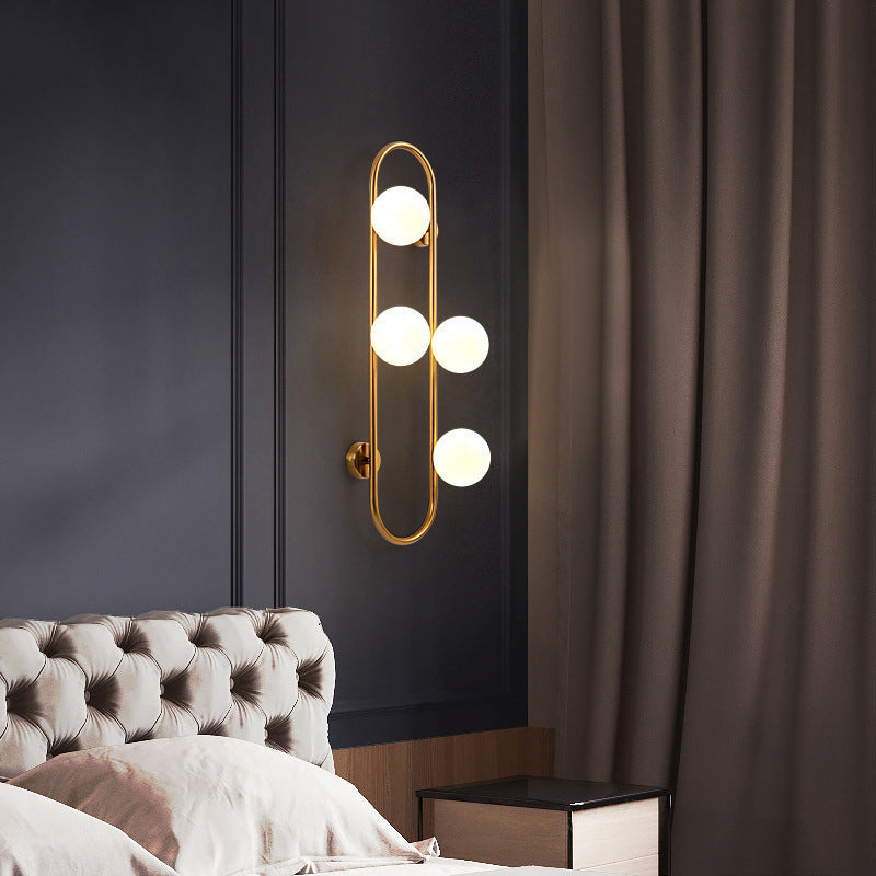 Lámpara Aplique de Pared de Hierro y Vidrio con Líneas Geométricas Minimalistas Modernas de 2/4 Luces Para Dormitorio 