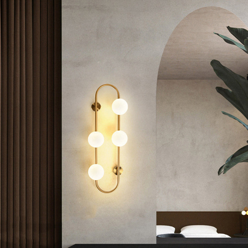 Lámpara Aplique de Pared de Hierro y Vidrio con Líneas Geométricas Minimalistas Modernas de 2/4 Luces Para Dormitorio 