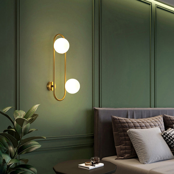 Lámpara Aplique de Pared de Hierro y Vidrio con Líneas Geométricas Minimalistas Modernas de 2/4 Luces Para Dormitorio 
