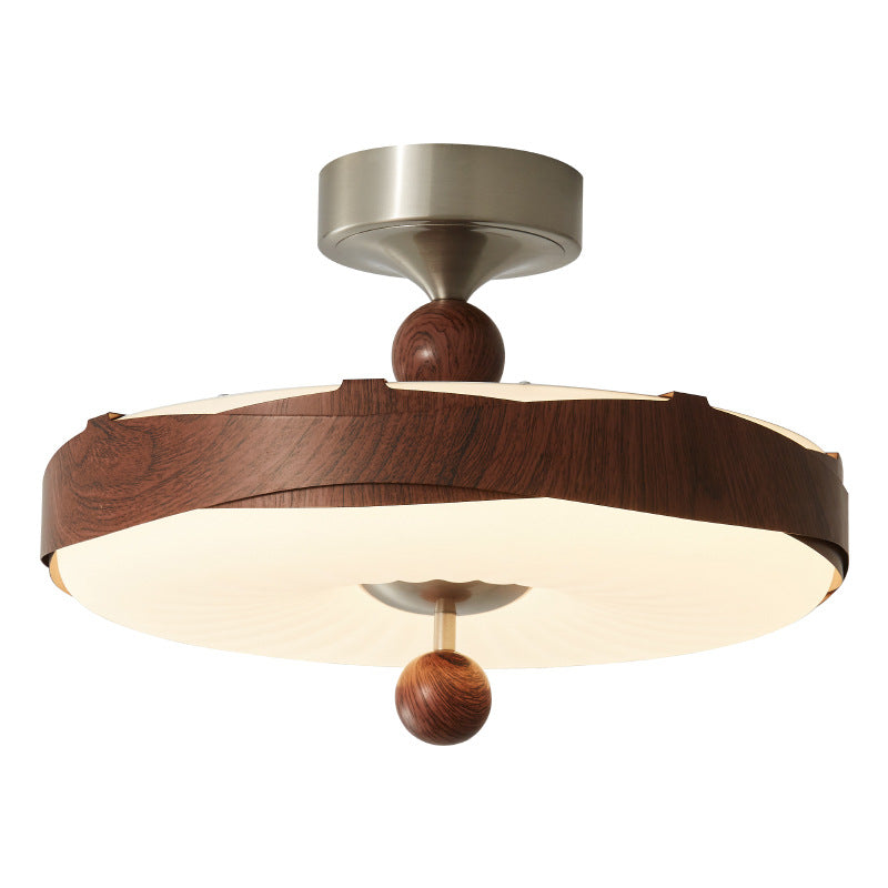 Traditionelle Vintage Scheibenform Eisen Kunststoff LED Semi-Flush Mount Deckenleuchte für Schlafzimmer 