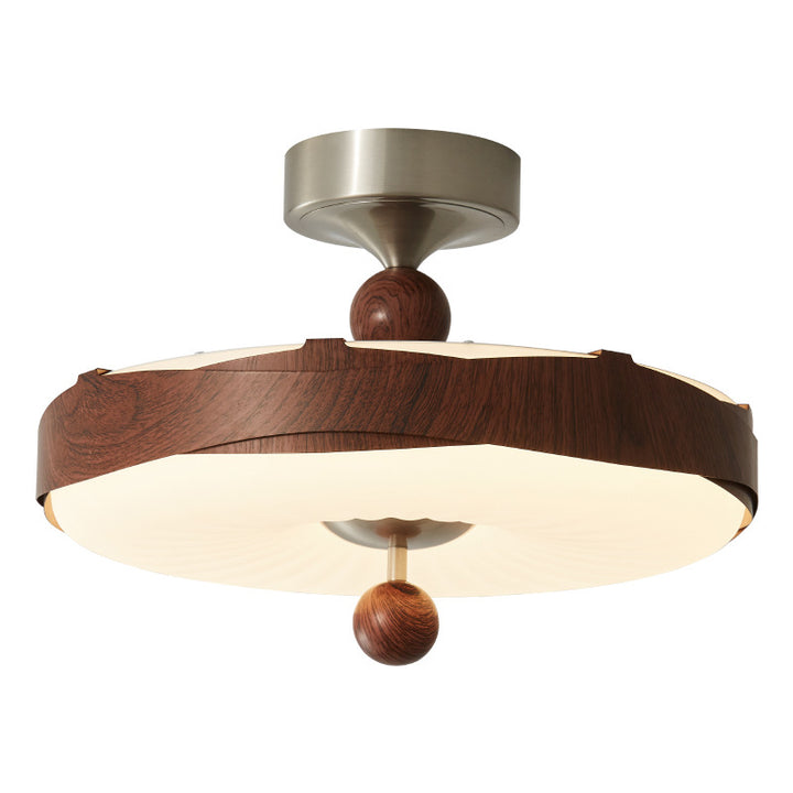 Traditionelle Vintage Scheibenform Eisen Kunststoff LED Semi-Flush Mount Deckenleuchte für Schlafzimmer 
