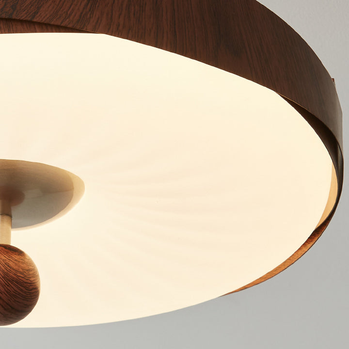 Traditionelle Vintage Scheibenform Eisen Kunststoff LED Semi-Flush Mount Deckenleuchte für Schlafzimmer 