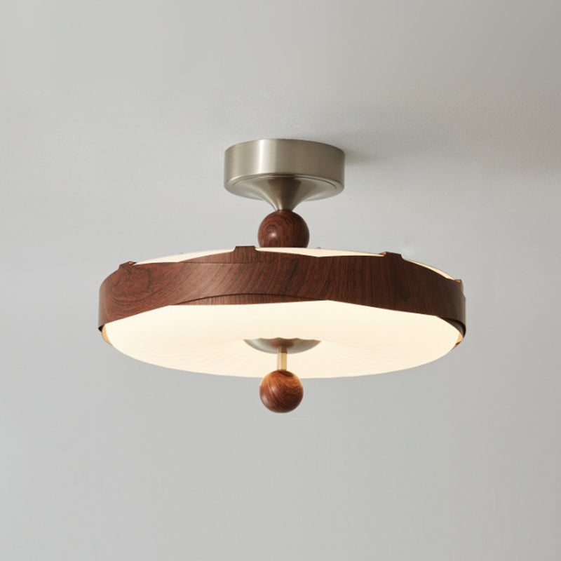 Traditionelle Vintage Scheibenform Eisen Kunststoff LED Semi-Flush Mount Deckenleuchte für Schlafzimmer 
