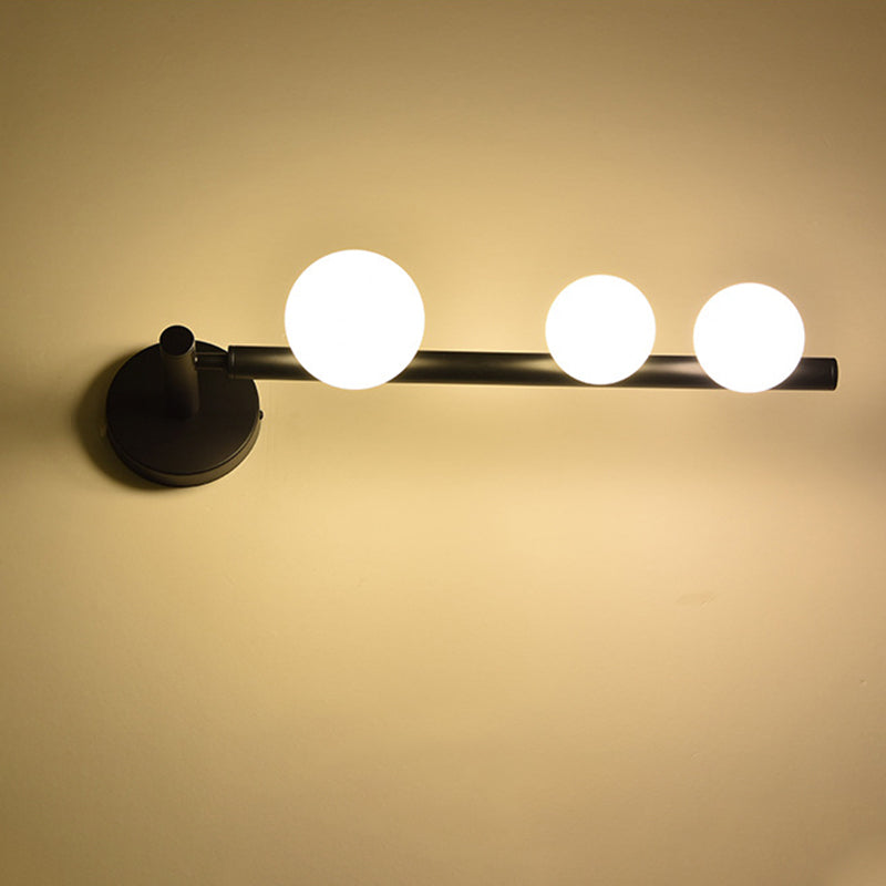 Lámpara de Aplique de Pared de 3 Luces de Vidrio y Hierro Metálico Lineal de Simplicidad Moderna para Dormitorio 