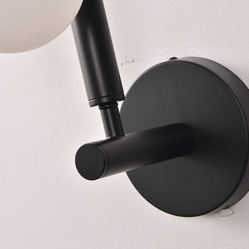 Lámpara de Aplique de Pared de 3 Luces de Vidrio y Hierro Metálico Lineal de Simplicidad Moderna para Dormitorio 