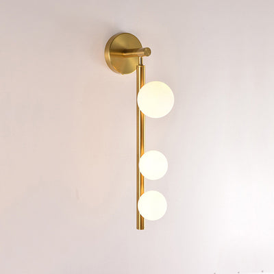 Lámpara de Aplique de Pared de 3 Luces de Vidrio y Hierro Metálico Lineal de Simplicidad Moderna para Dormitorio 