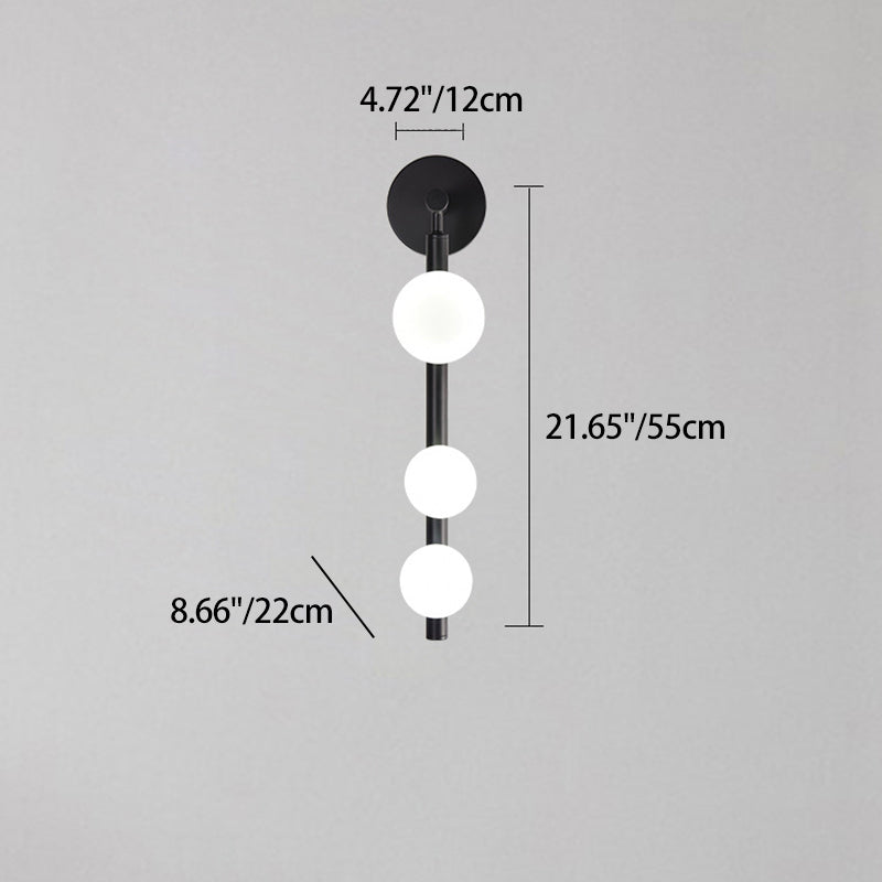 Lámpara de Aplique de Pared de 3 Luces de Vidrio y Hierro Metálico Lineal de Simplicidad Moderna para Dormitorio 