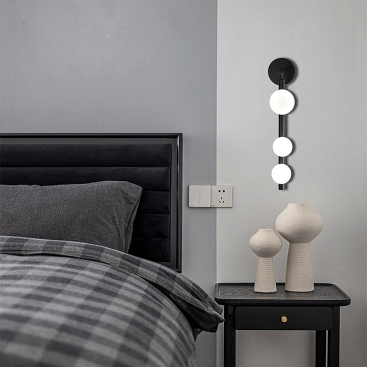 Modern Simplicity Linear Metal Iron Glass 3-Light Wall Sconce Lamp For Bedroom