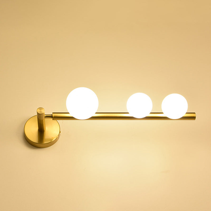 Lámpara de Aplique de Pared de 3 Luces de Vidrio y Hierro Metálico Lineal de Simplicidad Moderna para Dormitorio 