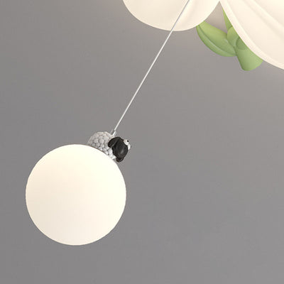 Contemporary Creative Kids Flower Shaped Iron Plastic LED Flush Mount Ceiling Light For Bedroom