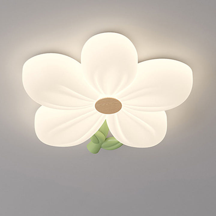 Contemporary Creative Kids Flower Shaped Iron Plastic LED Flush Mount Ceiling Light For Bedroom