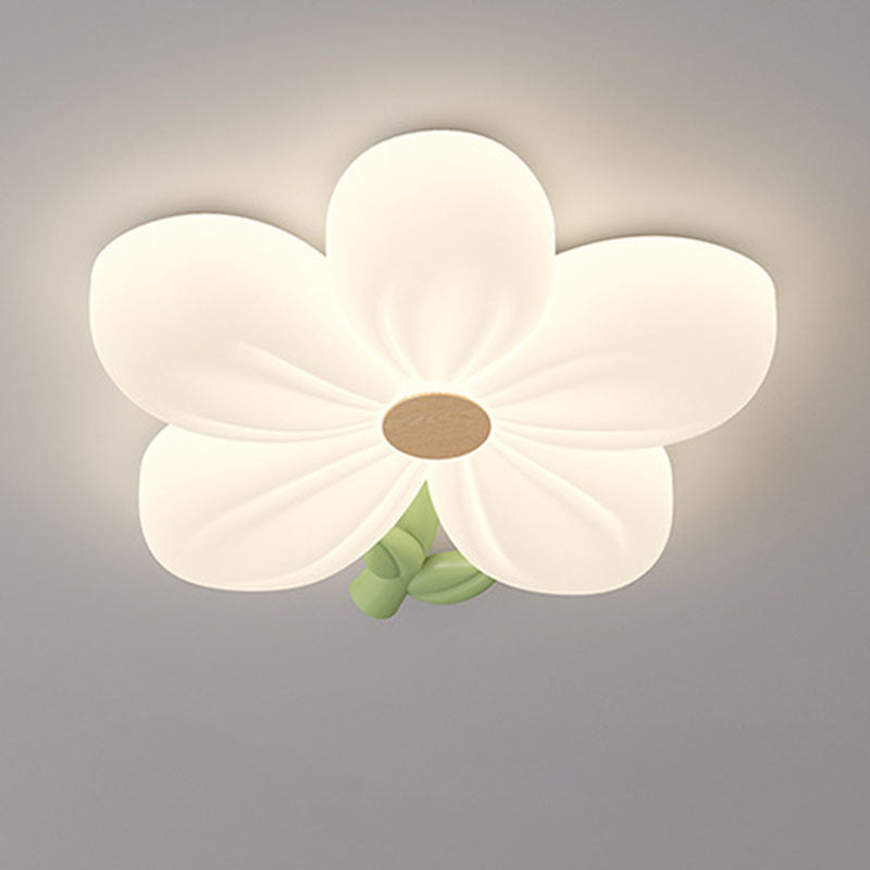 Contemporary Creative Kids Flower Shaped Iron Plastic LED Flush Mount Ceiling Light For Bedroom