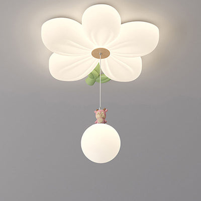Contemporary Creative Kids Flower Shaped Iron Plastic LED Flush Mount Ceiling Light For Bedroom