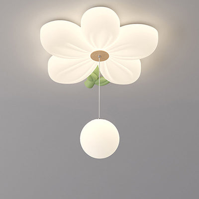 Contemporary Creative Kids Flower Shaped Iron Plastic LED Flush Mount Ceiling Light For Bedroom