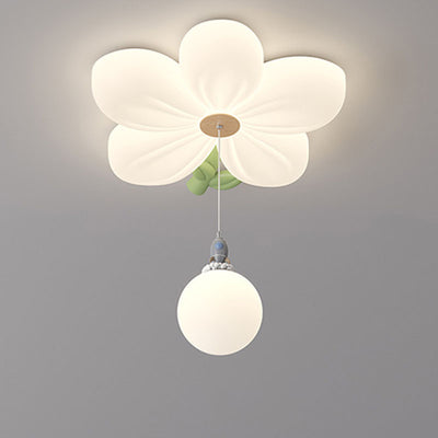 Contemporary Creative Kids Flower Shaped Iron Plastic LED Flush Mount Ceiling Light For Bedroom
