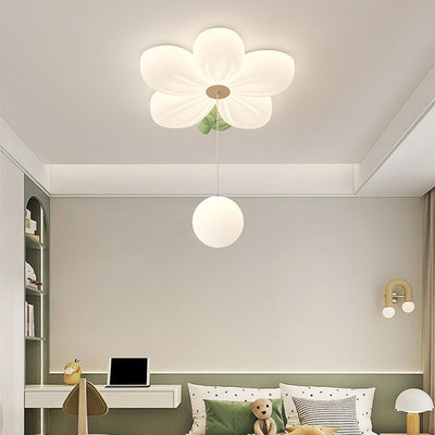 Contemporary Creative Kids Flower Shaped Iron Plastic LED Flush Mount Ceiling Light For Bedroom