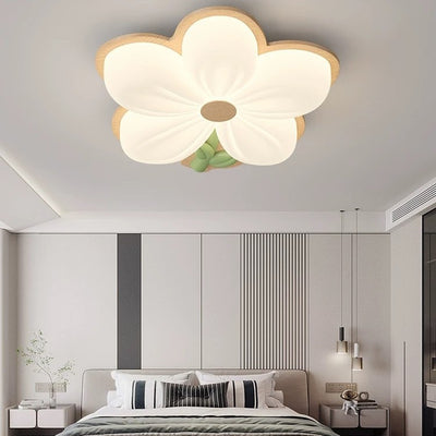 Contemporary Creative Kids Flower Shaped Iron Plastic LED Flush Mount Ceiling Light For Bedroom
