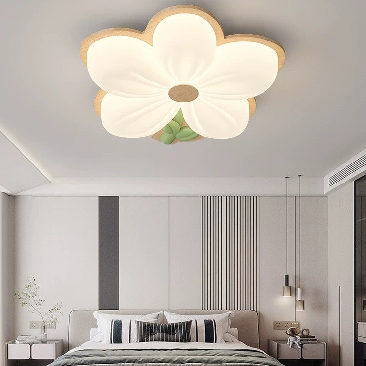 Contemporary Creative Kids Flower Shaped Iron Plastic LED Flush Mount Ceiling Light For Bedroom