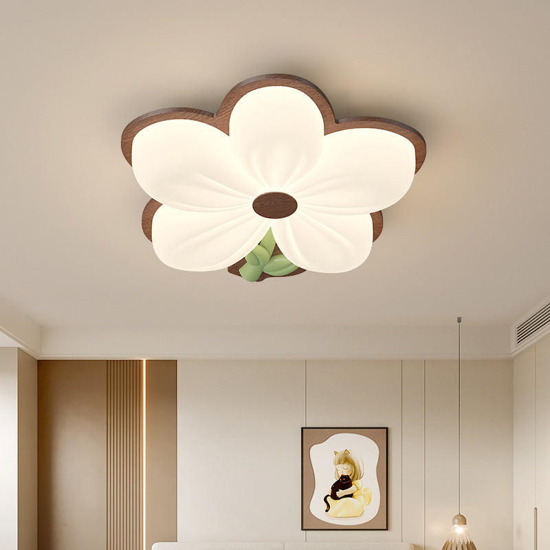 Contemporary Creative Kids Flower Shaped Iron Plastic LED Flush Mount Ceiling Light For Bedroom