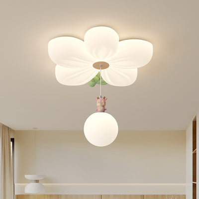 Contemporary Creative Kids Flower Shaped Iron Plastic LED Flush Mount Ceiling Light For Bedroom