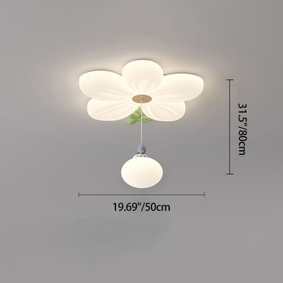 Contemporary Creative Kids Flower Shaped Iron Plastic LED Flush Mount Ceiling Light For Bedroom