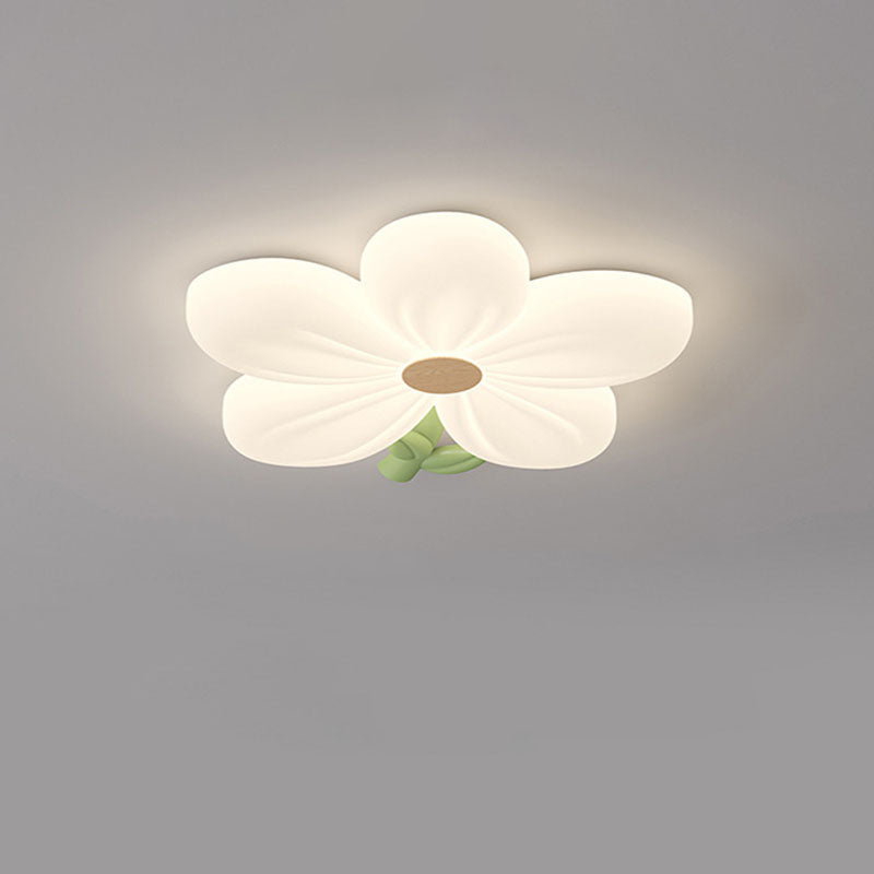 Contemporary Creative Kids Flower Shaped Iron Plastic LED Flush Mount Ceiling Light For Bedroom