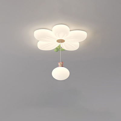 Contemporary Creative Kids Flower Shaped Iron Plastic LED Flush Mount Ceiling Light For Bedroom