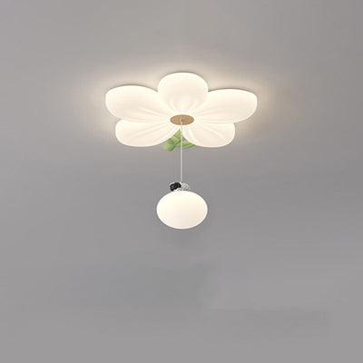 Contemporary Creative Kids Flower Shaped Iron Plastic LED Flush Mount Ceiling Light For Bedroom