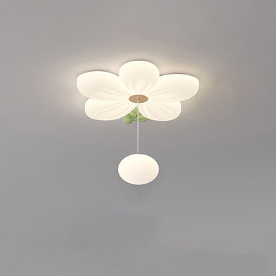 Contemporary Creative Kids Flower Shaped Iron Plastic LED Flush Mount Ceiling Light For Bedroom
