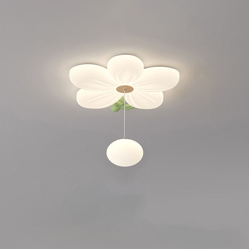 Contemporary Creative Kids Flower Shaped Iron Plastic LED Flush Mount Ceiling Light For Bedroom