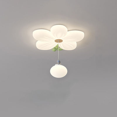 Contemporary Creative Kids Flower Shaped Iron Plastic LED Flush Mount Ceiling Light For Bedroom