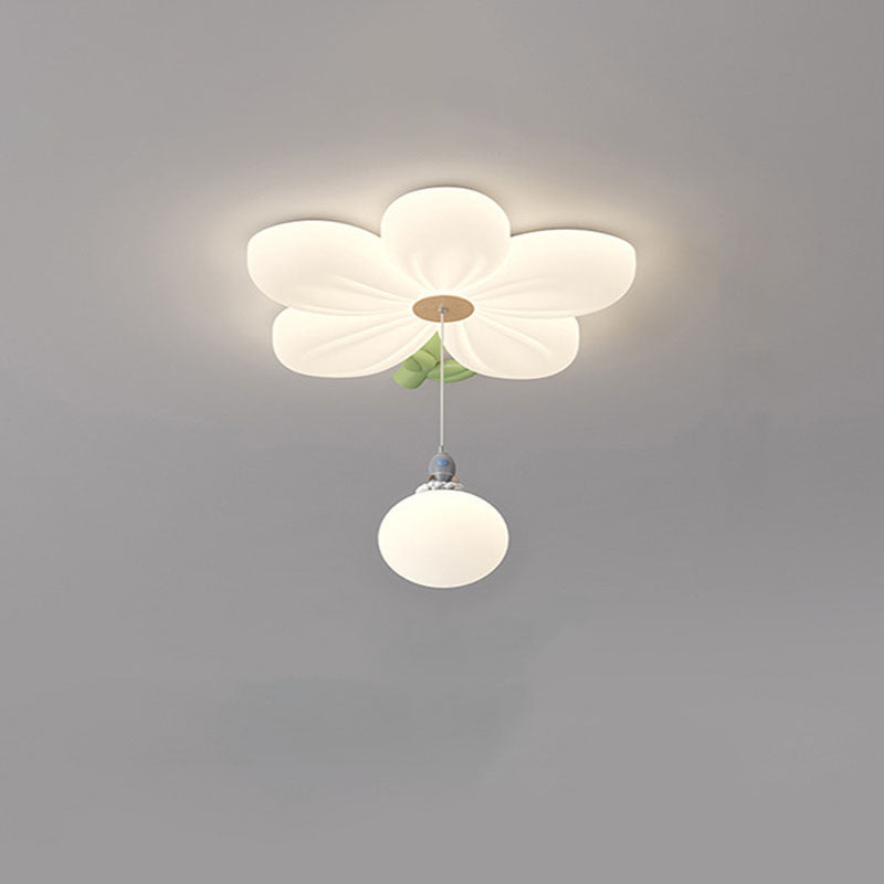 Contemporary Creative Kids Flower Shaped Iron Plastic LED Flush Mount Ceiling Light For Bedroom