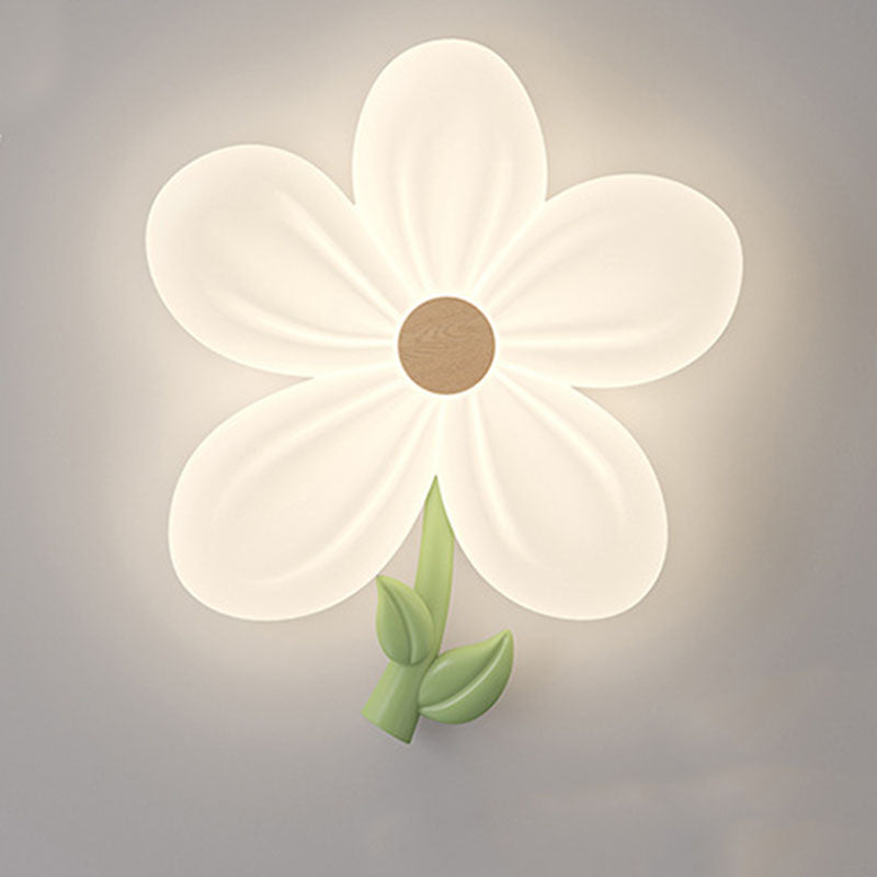 Contemporary Creative Kids Flower Shaped Iron Plastic LED Flush Mount Ceiling Light For Bedroom