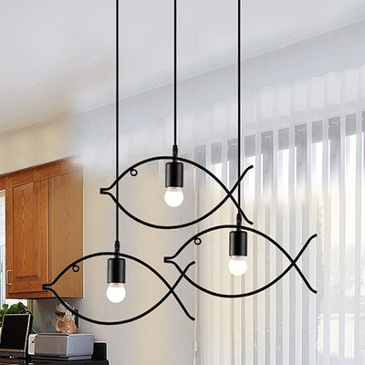Contemporary Industrial Fish Line Iron 1/3-Light Pendant Light For Dining Room