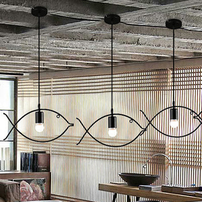 Contemporary Industrial Fish Line Iron 1/3-Light Pendant Light For Dining Room