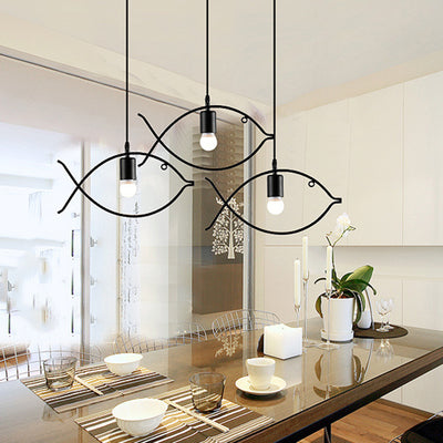 Contemporary Industrial Fish Line Iron 1/3-Light Pendant Light For Dining Room