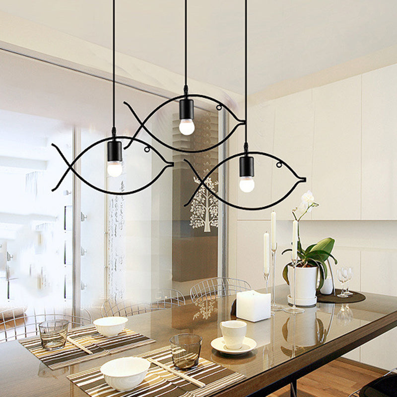 Contemporary Industrial Fish Line Iron 1/3-Light Pendant Light For Dining Room